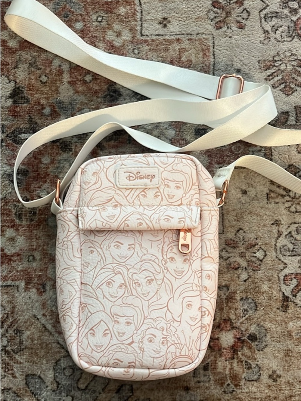 Disney Cream Crossbody with Rose-Gold Trim and Princess Line Art